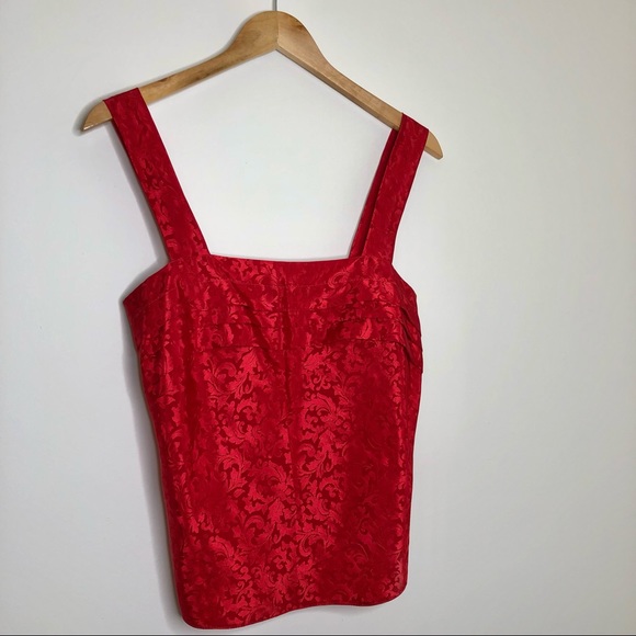 Vintage 70’s Lucie Ann Red Patterned Tank Top Made in U.S.A - Picture 2 of 6